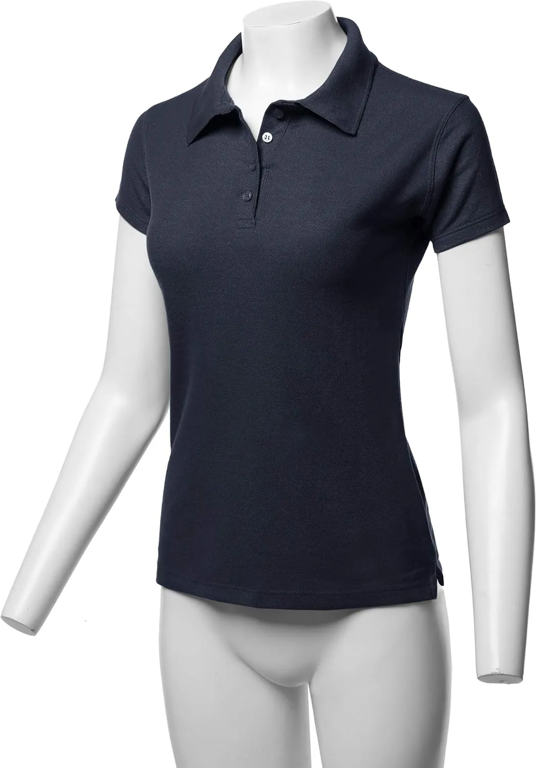 A2Y Women's Basic Casual Essentials 4-Button Junior-Fit PK Cotton Pique Polo Shirt