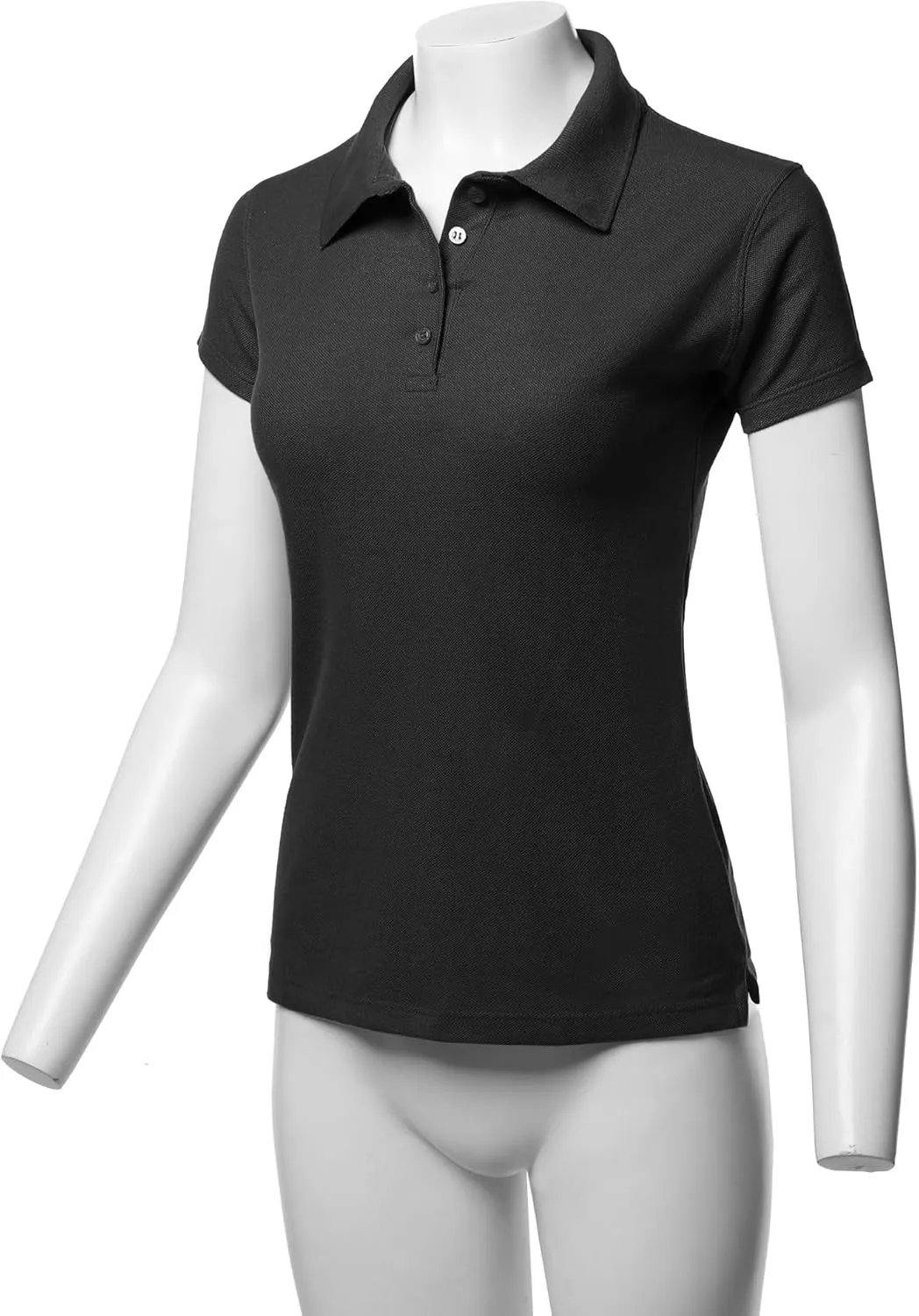 A2Y Women's Basic Casual Essentials 4-Button Junior-Fit PK Cotton Pique Polo Shirt