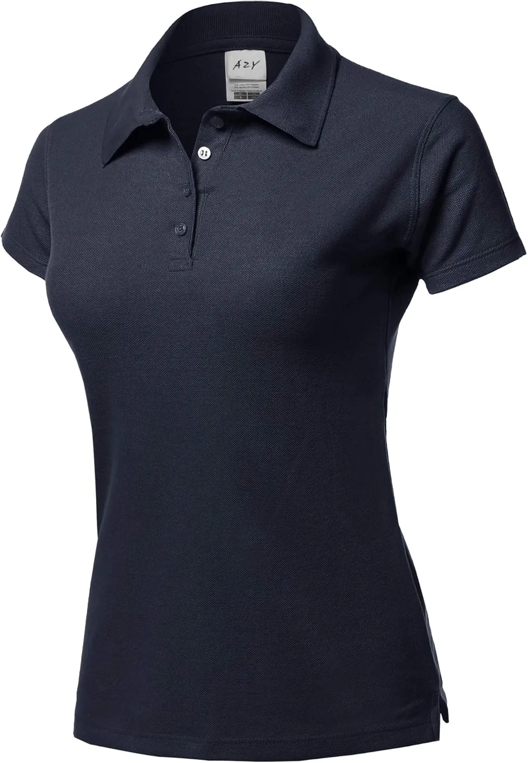 A2Y Women's Basic Casual Essentials 4-Button Junior-Fit PK Cotton Pique Polo Shirt
