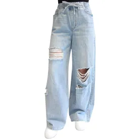 ALMOST FAMOUS -  Drawstring-Waist Baggy Wide-Leg Jeans