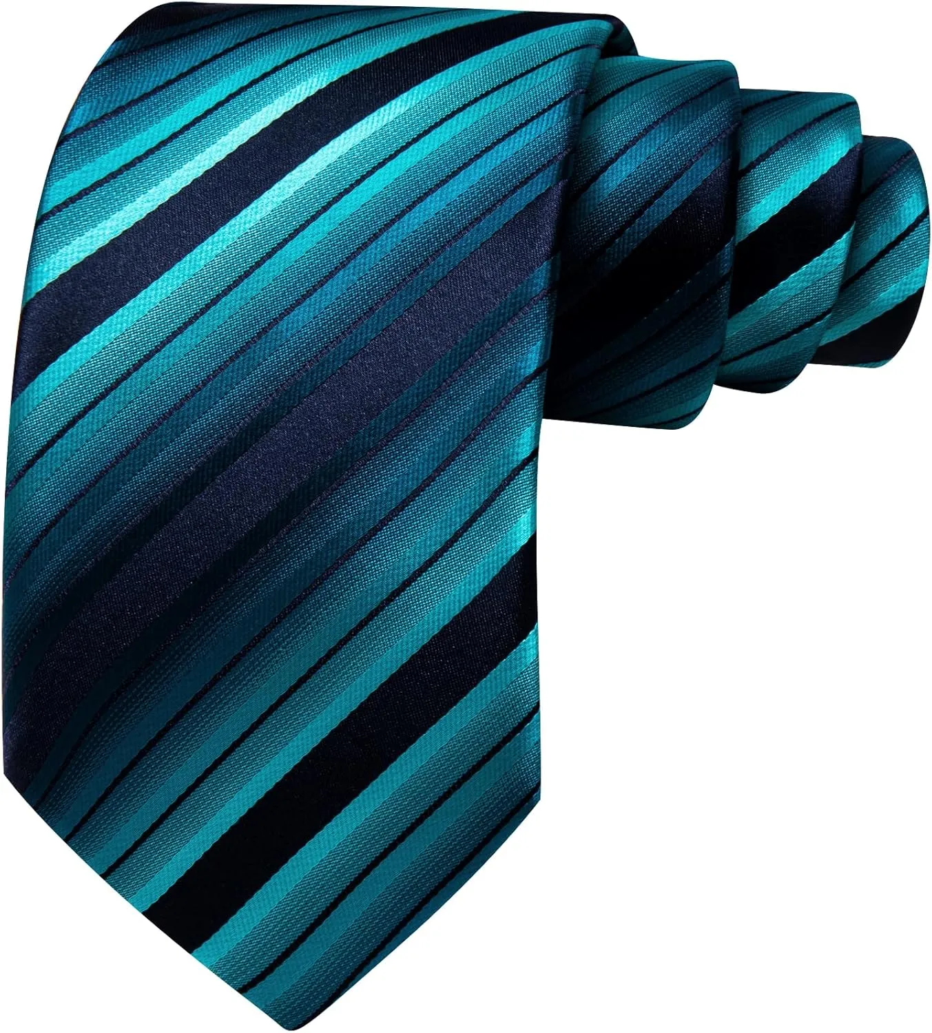 Barry.Wang Man Stripe Ties Set Silk Woven Pocket Square Necktie Cufflinks Formal Party Business
