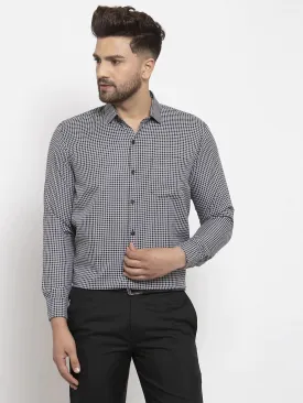 Black Men'S Cotton Checked Formal Shirt'S