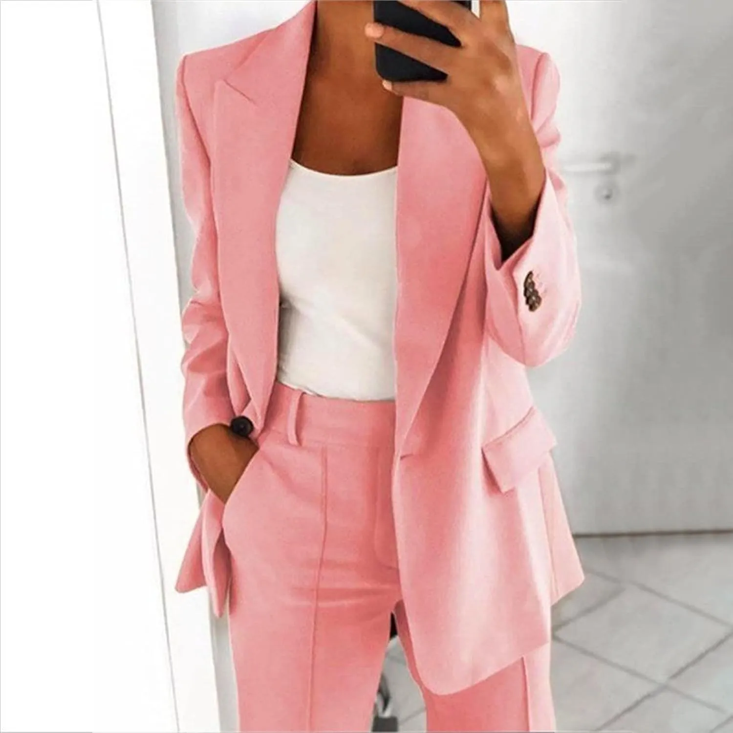 Blazer Sets Women 2 Piece Outfits Business Casual Outfits 2025 Dressy Casual Pant Suits Plus Size Wide Pants Suit Set