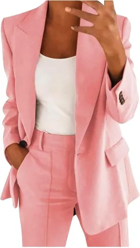 Blazer Sets Women 2 Piece Outfits Business Casual Outfits 2025 Dressy Casual Pant Suits Plus Size Wide Pants Suit Set