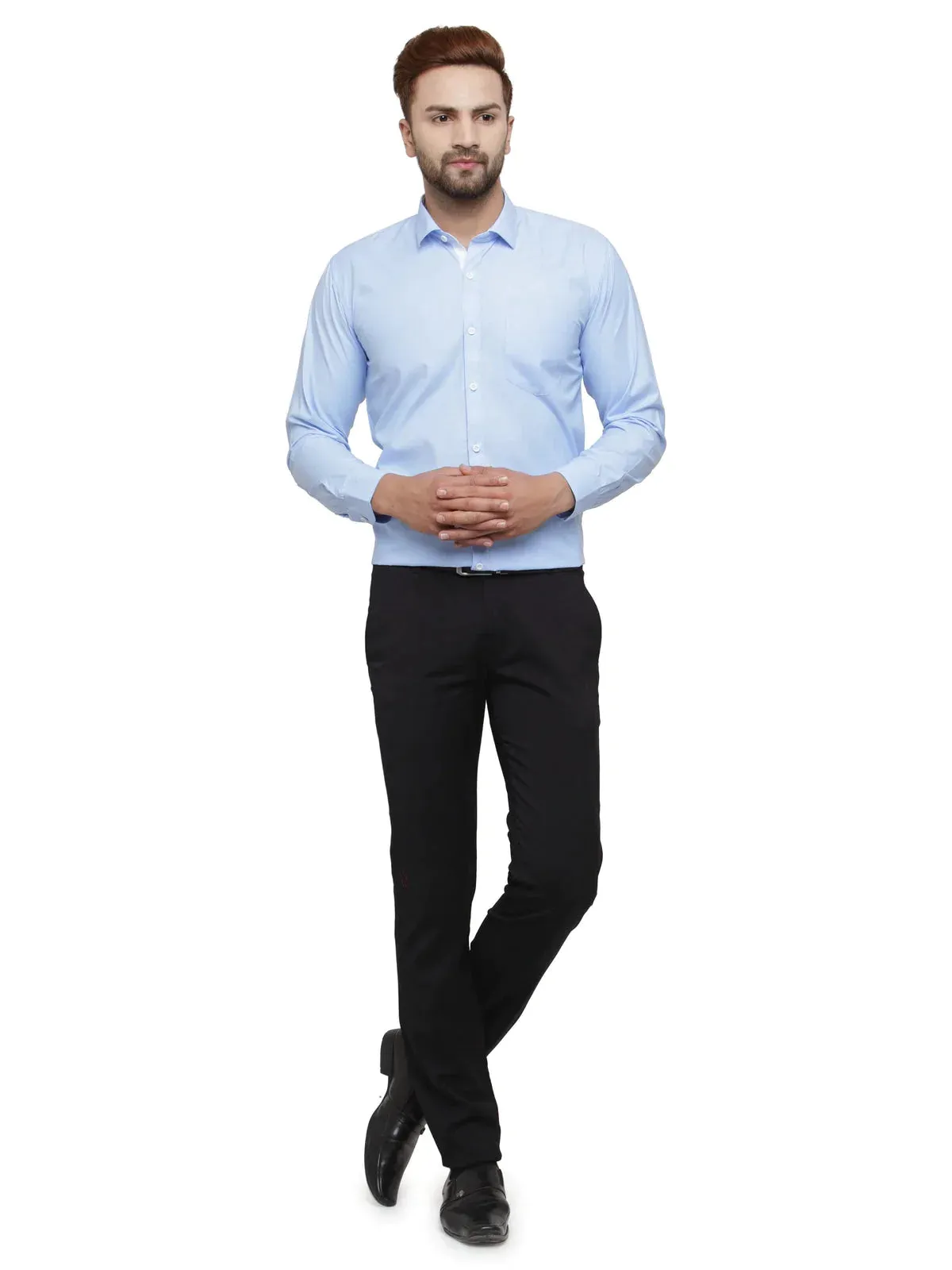 Blue Formal Shirt With White Detailing