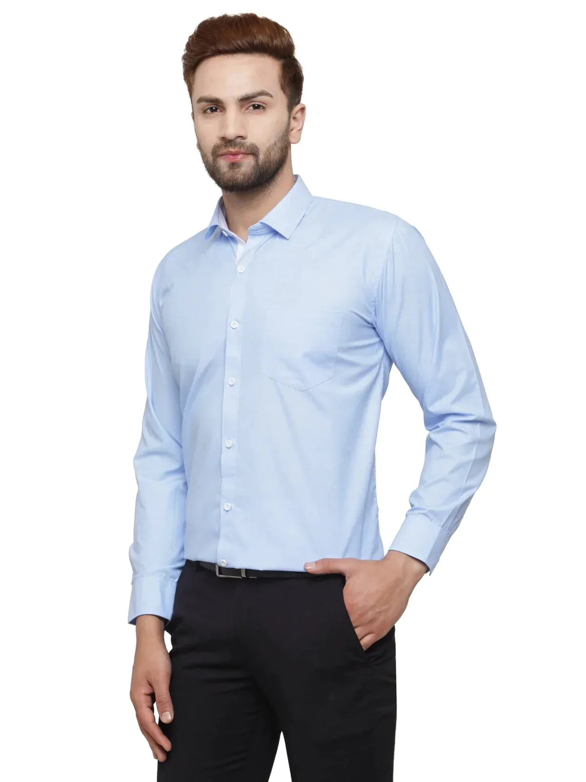 Blue Formal Shirt With White Detailing