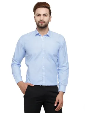 Blue Formal Shirt With White Detailing