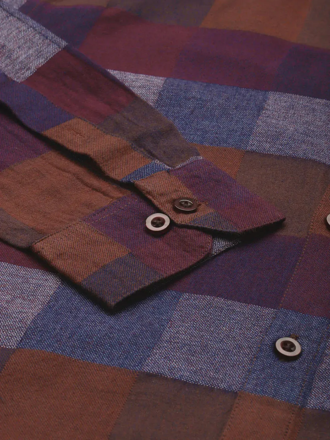 Brown Men'S Formal Cotton Checked Shirt