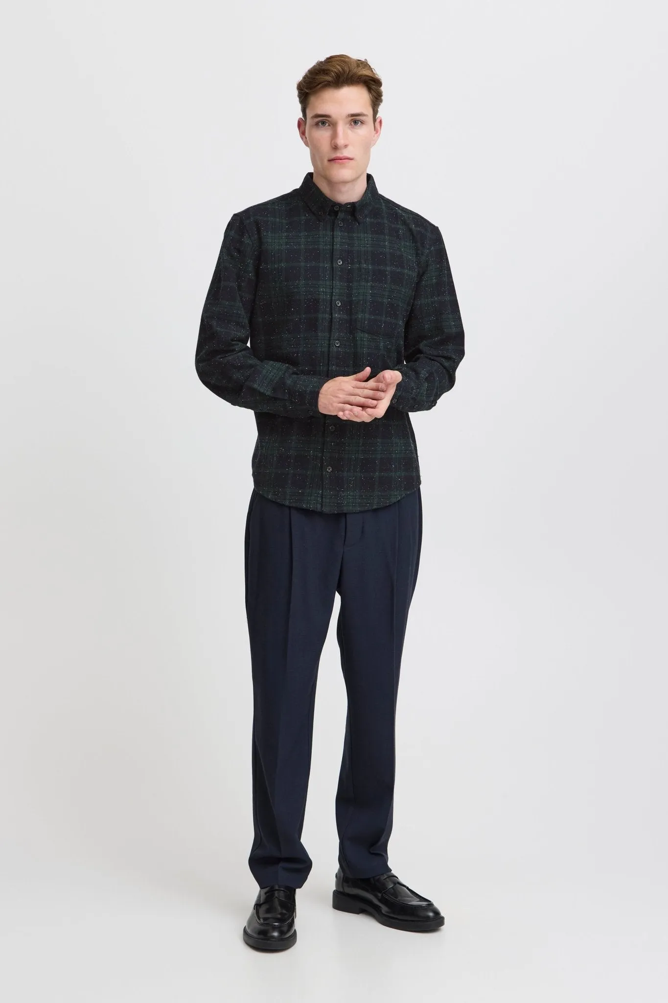 CASUAL FRIDAY - CFANTON LS Checked Nep Yarn Shirt - 20505291
