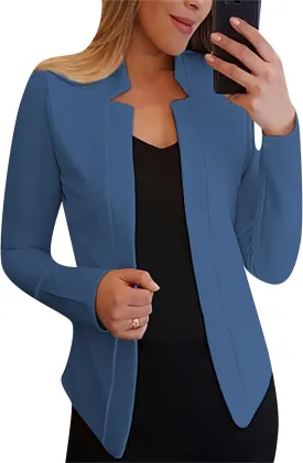 DIACACY Womens Open Front Work Blazer Solid Color Fashion Outfits Casual Office Jacket