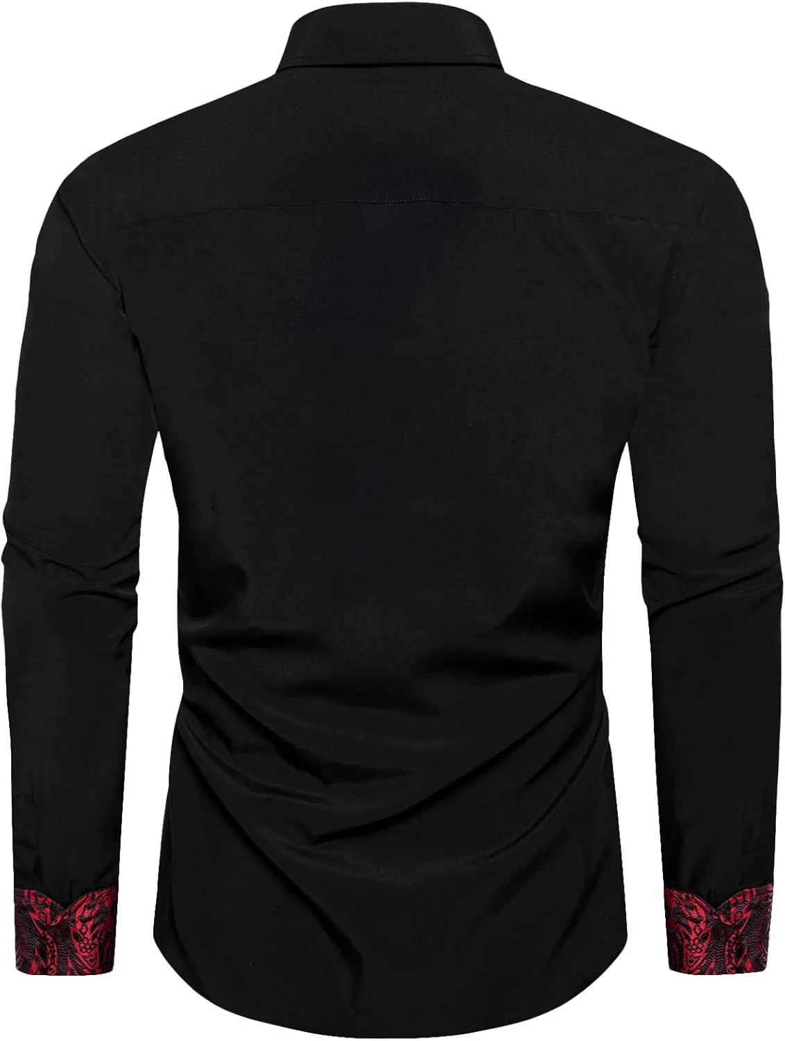 DiBanGu Mens Stretch Dress Shirt Long Sleeve Button Down Shirt Cotton Business Casual Shirts with Inner Contrast Wedding Prom
