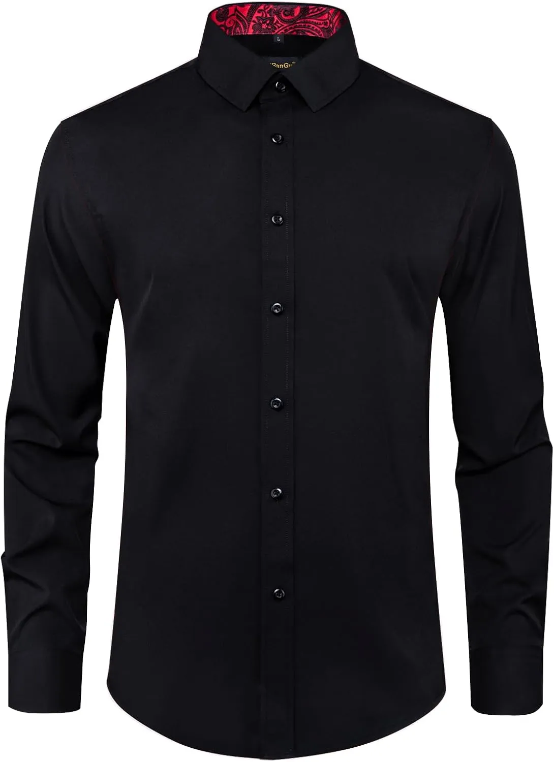 DiBanGu Mens Stretch Dress Shirt Long Sleeve Button Down Shirt Cotton Business Casual Shirts with Inner Contrast Wedding Prom