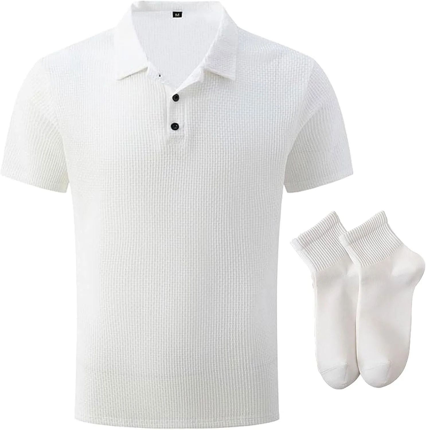 Elavure - The Prestigio Polo Shirt, Men's Short Sleeve Solid Stretch Cotton Pique Polo Shirt Quick Dry Casual Workout