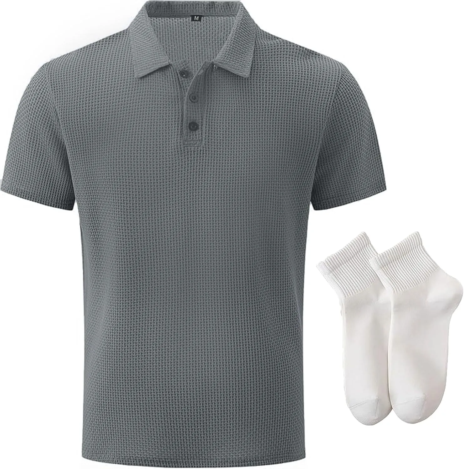 Elavure - The Prestigio Polo Shirt, Men's Short Sleeve Solid Stretch Cotton Pique Polo Shirt Quick Dry Casual Workout