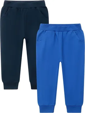 GFQLONG Toddler Boys 2 Pack Cotton Active Jogger Sweatpants,Kids Casual Athletic Solid Pocket Pull On Pants