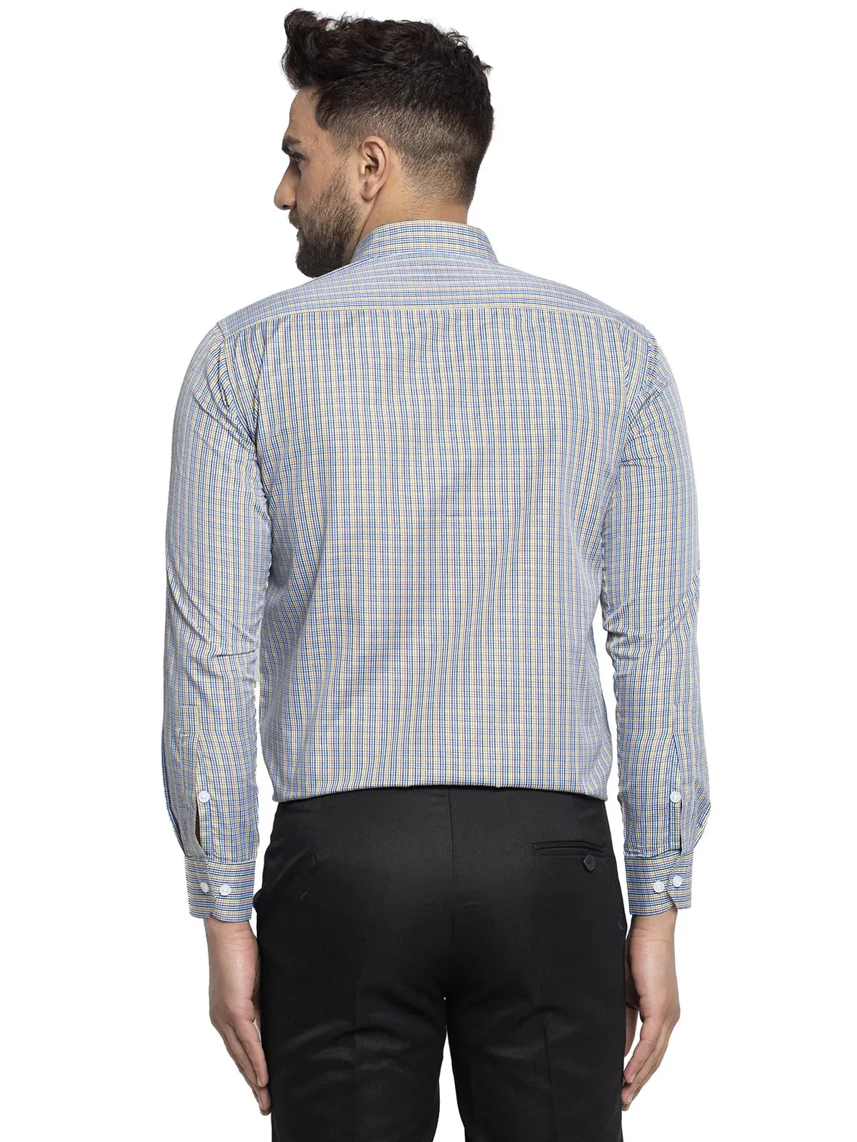 Green Men'S Cotton Checked Formal Shirt'S