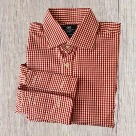 Hawes And Curtis Shirt Mens Red & White Check Formal Cotton Shirt Collar 15.5"