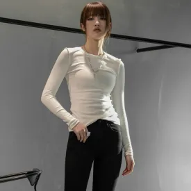Hoshiko O-Neck Long Sleeve Shirt - White