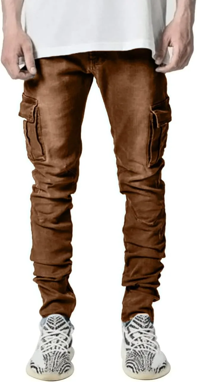 HUNGSON Men's Slim Fit Stretch Jeans Ripped Skinny Jeans for Men, Distressed Straight Leg Fashion Comfort Flex Waist Pants