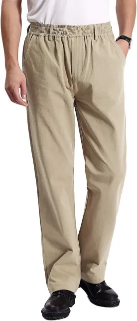 IDEALSANXUN Mens Casual Elastic Waist Twill Pants
