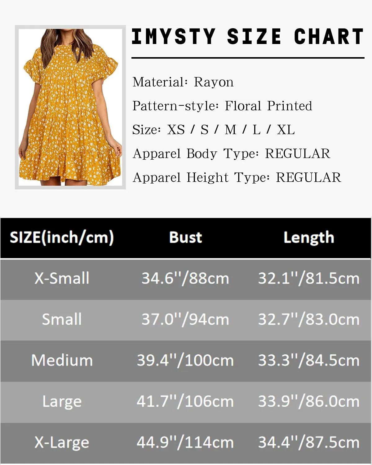 Imysty Womens Boho Floral Ruffle Sleeve Babydoll Loose Flowy Casual Summer Pleated Mini Dress