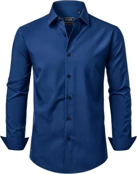 J.VER Men's Dress Shirts Stretch Long Sleeve Formal Shirt Solid Business Casual Button Down Shirts for Wedding Prom