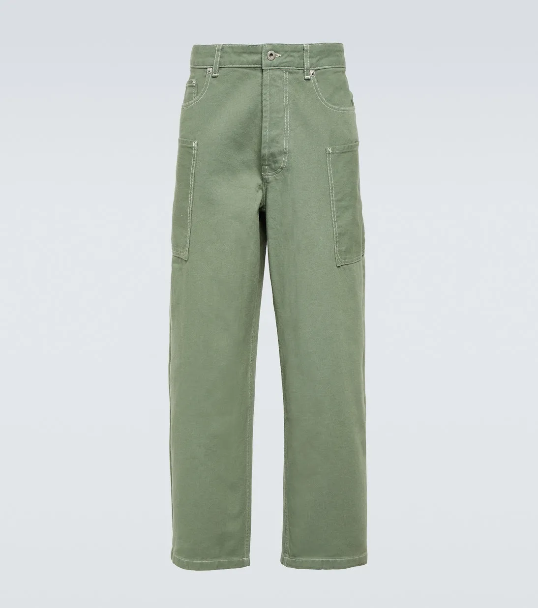 Kenzo Low Rise Wide Leg Jeans, Green