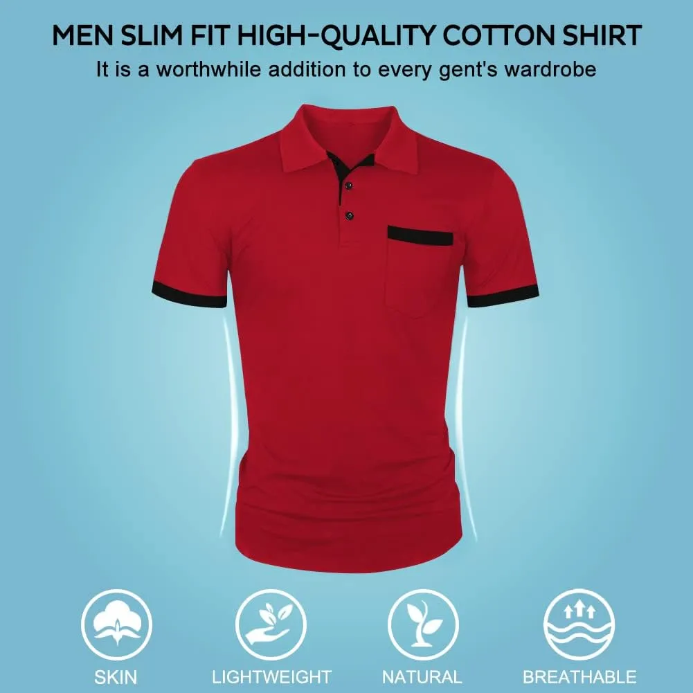 LOGEEYAR Men Polo Shirt Slim Fit Short Sleeve Cotton Golf Shirt Solid Performance Casual T-Shirts