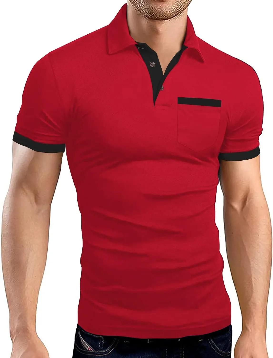 LOGEEYAR Men Polo Shirt Slim Fit Short Sleeve Cotton Golf Shirt Solid Performance Casual T-Shirts