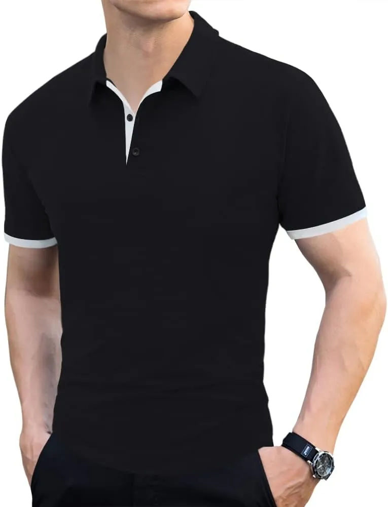 LOGEEYAR Men Polo Shirt Slim Fit Short Sleeve Cotton Golf Shirt Solid Performance Casual T-Shirts