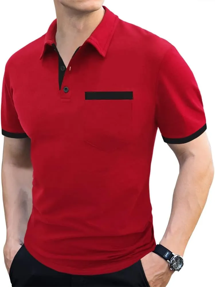 LOGEEYAR Men Polo Shirt Slim Fit Short Sleeve Cotton Golf Shirt Solid Performance Casual T-Shirts