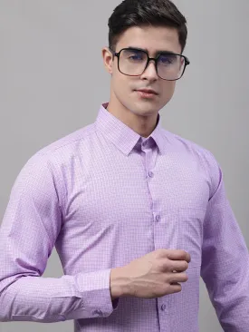 Men Purple Micro Checked Formal Shirt
