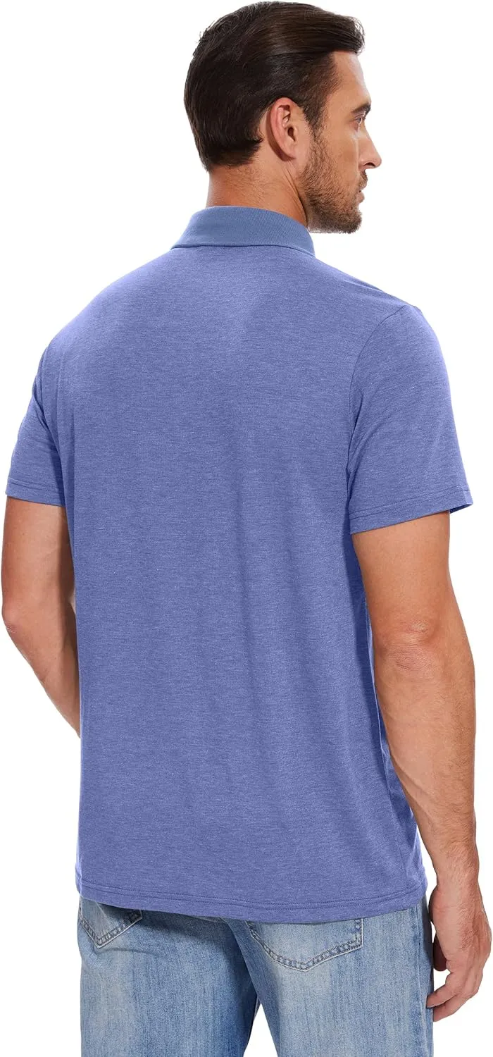 Men's Casual Polo Shirts Classic Button Basic Short Sleeve Shirt Solid Color Tees Golf Stylish Tops,Sizes S-4x