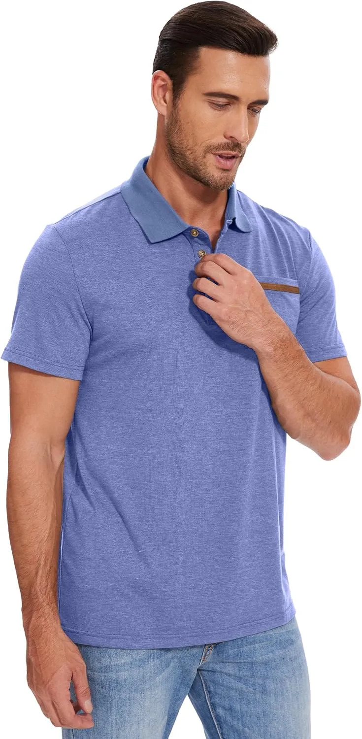 Men's Casual Polo Shirts Classic Button Basic Short Sleeve Shirt Solid Color Tees Golf Stylish Tops,Sizes S-4x