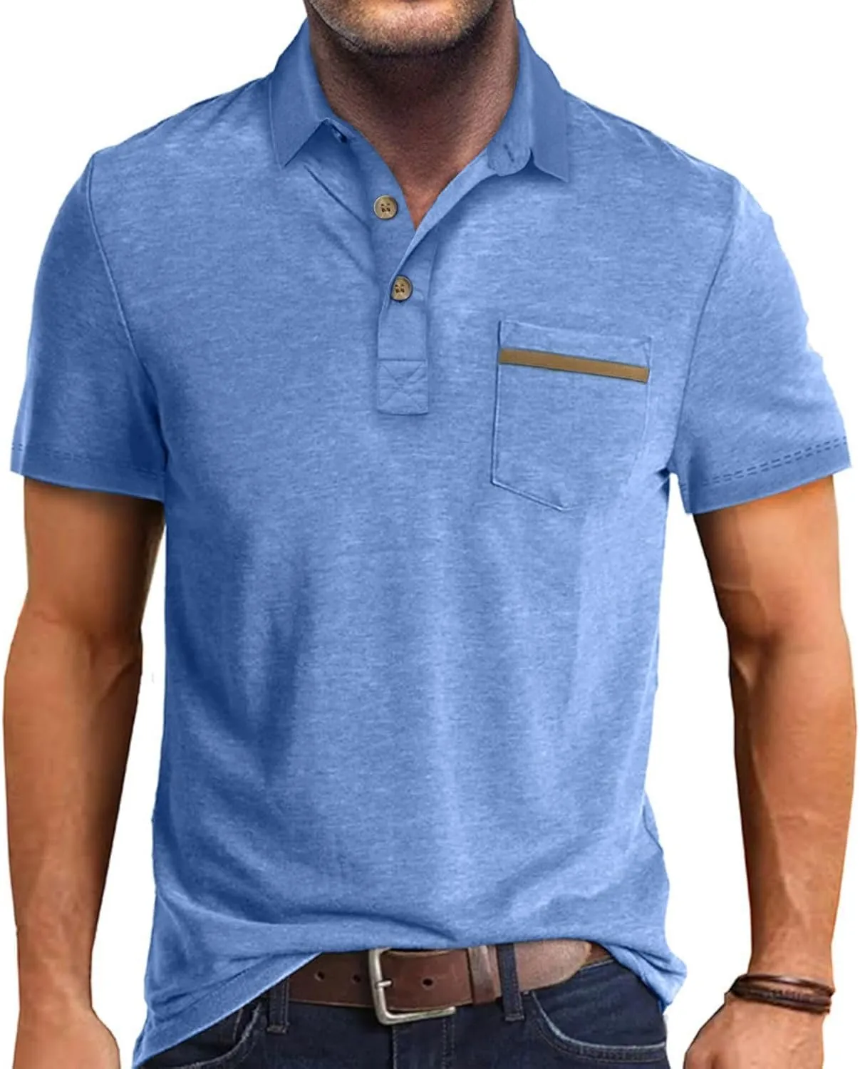 Men's Casual Polo Shirts Classic Button Basic Short Sleeve Shirt Solid Color Tees Golf Stylish Tops,Sizes S-4x