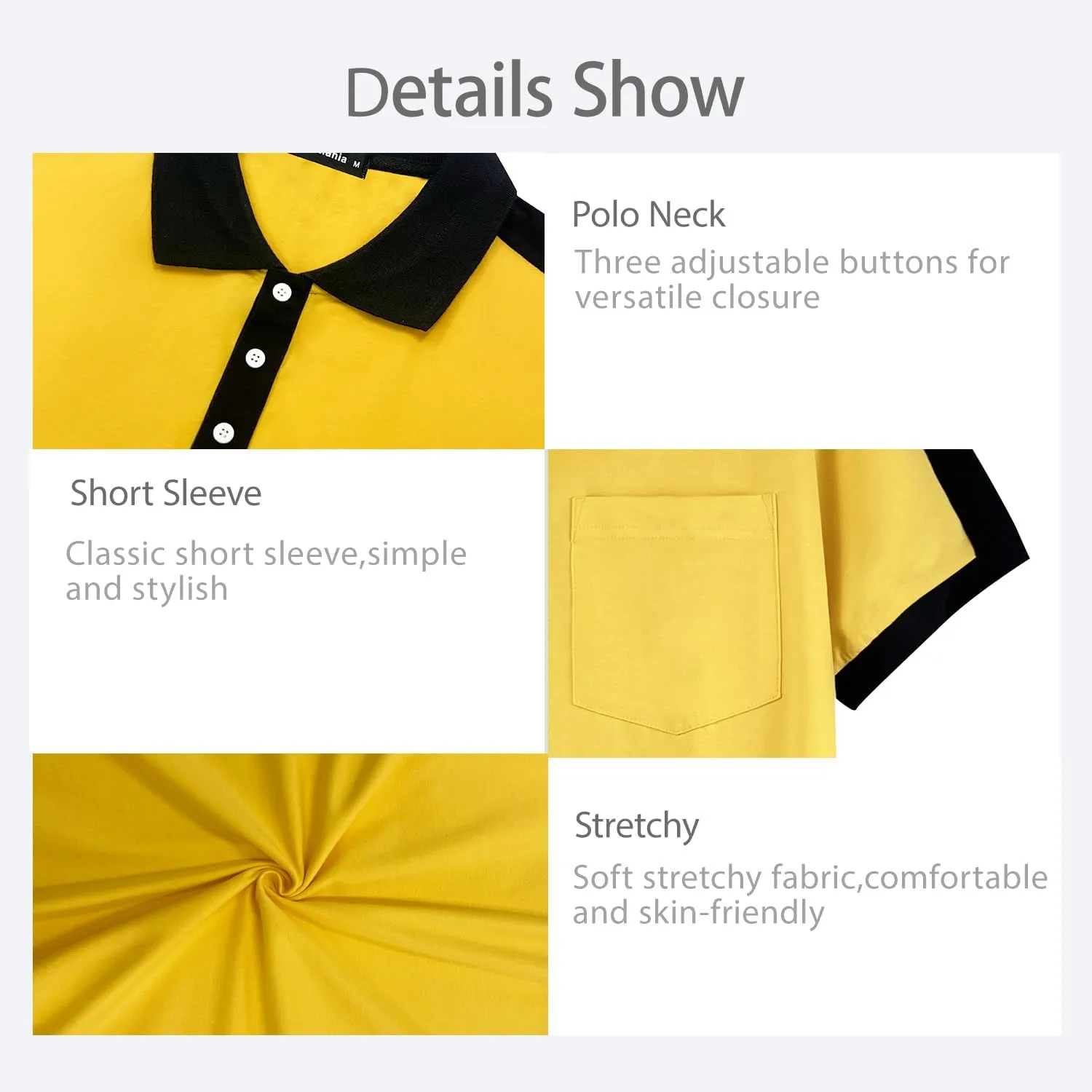 Men's Casual Polo Shirts Short Sleeve Classic Button Shirt Fashion Cotton Golf Tops with Pocket