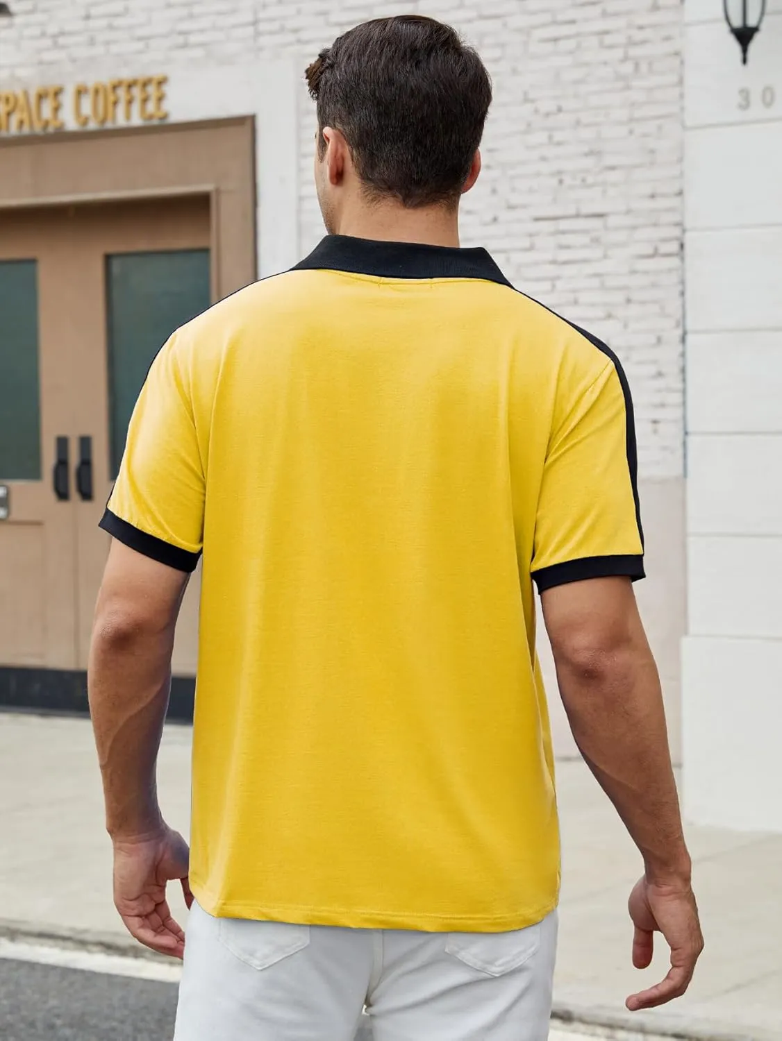 Men's Casual Polo Shirts Short Sleeve Classic Button Shirt Fashion Cotton Golf Tops with Pocket