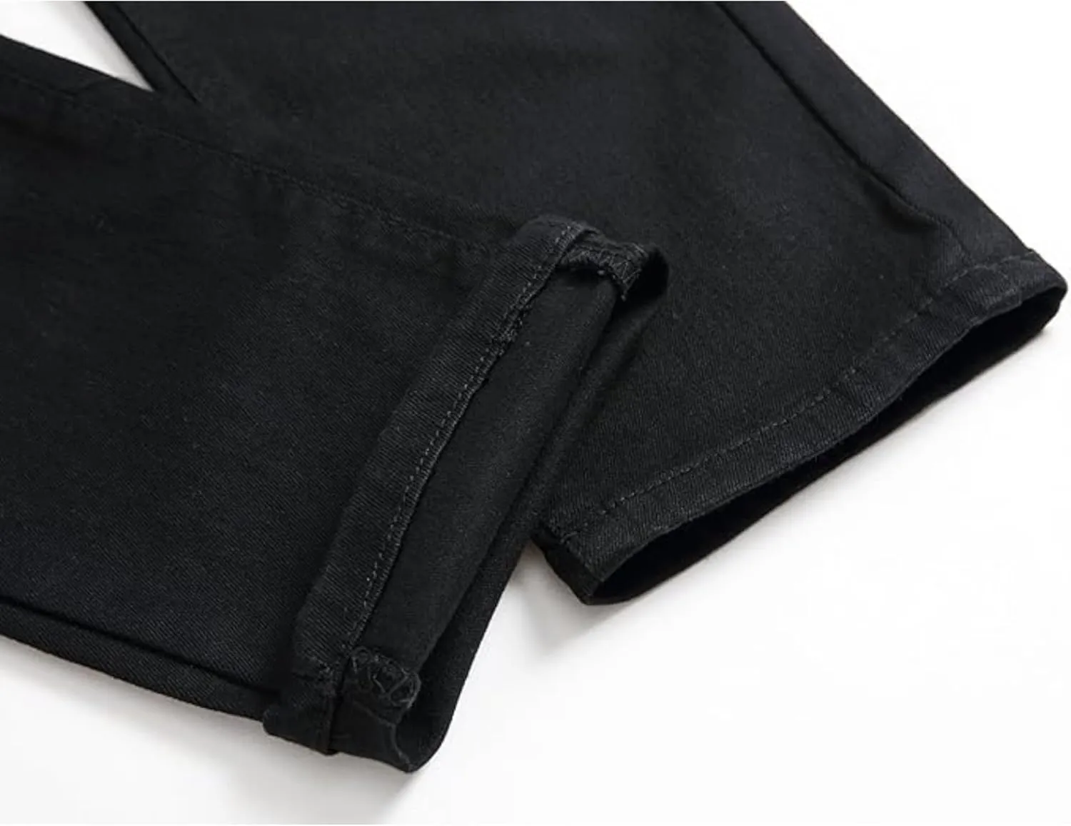 Men's Ripped Skinny Stretch Jeans Vintage Distressed Straight Leg Denim Pants Regular Fit Destroyed Jean Trousers