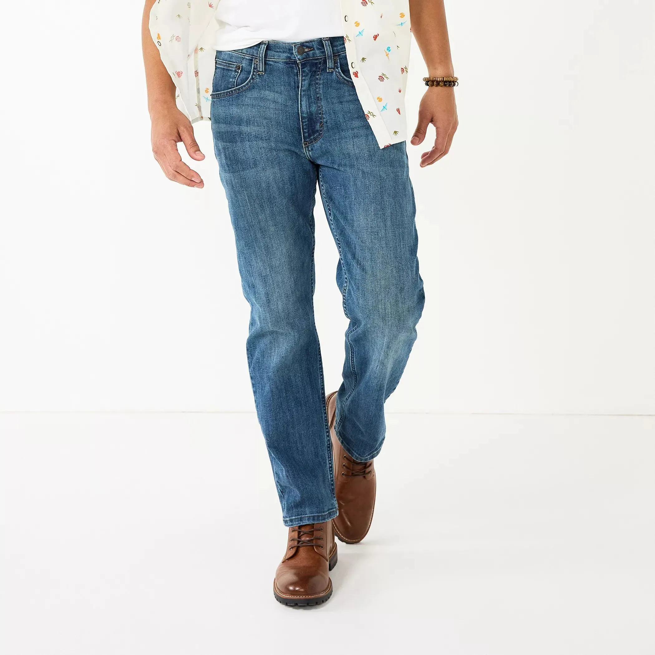 Men's Wrangler Regular Fit Comfort Jeans, Steel Blue