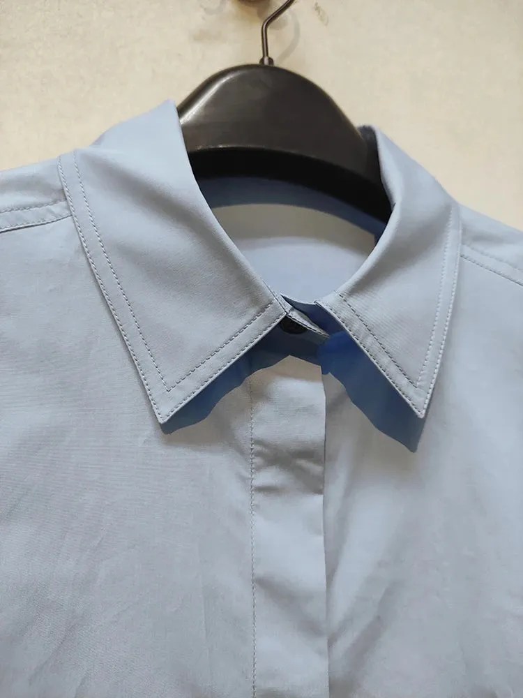 Pre Order:  Single Breasted Side Split Loose Cotton Shirt
