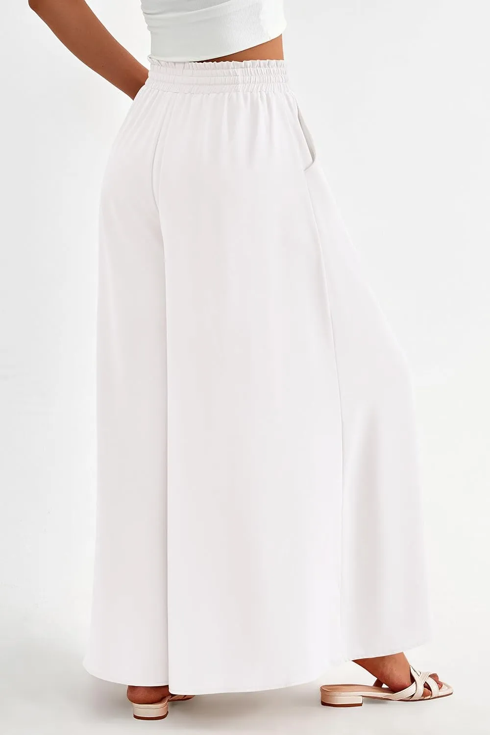 PRETTYGARDEN Women's 2025 Summer Wide Leg Palazzo Pants High Waisted Flowy Pockets Trendy Casual Lounge Boho Beach Trousers