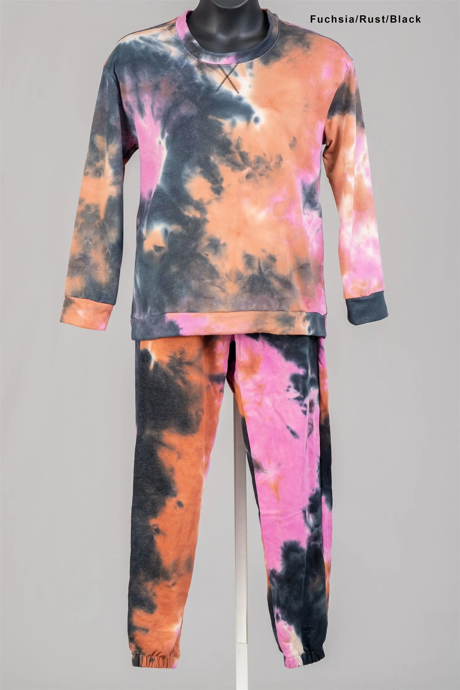 Sabrina Lauren FA5007W Crewneck Print Knit PlusSize 2pc Jog Set