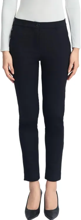 SANDY & SID Cropped Pants for Women Petite Small Size Mid Waist Slim Fit Work Pants Stretch Trousers Slack Casual Office Wear Black