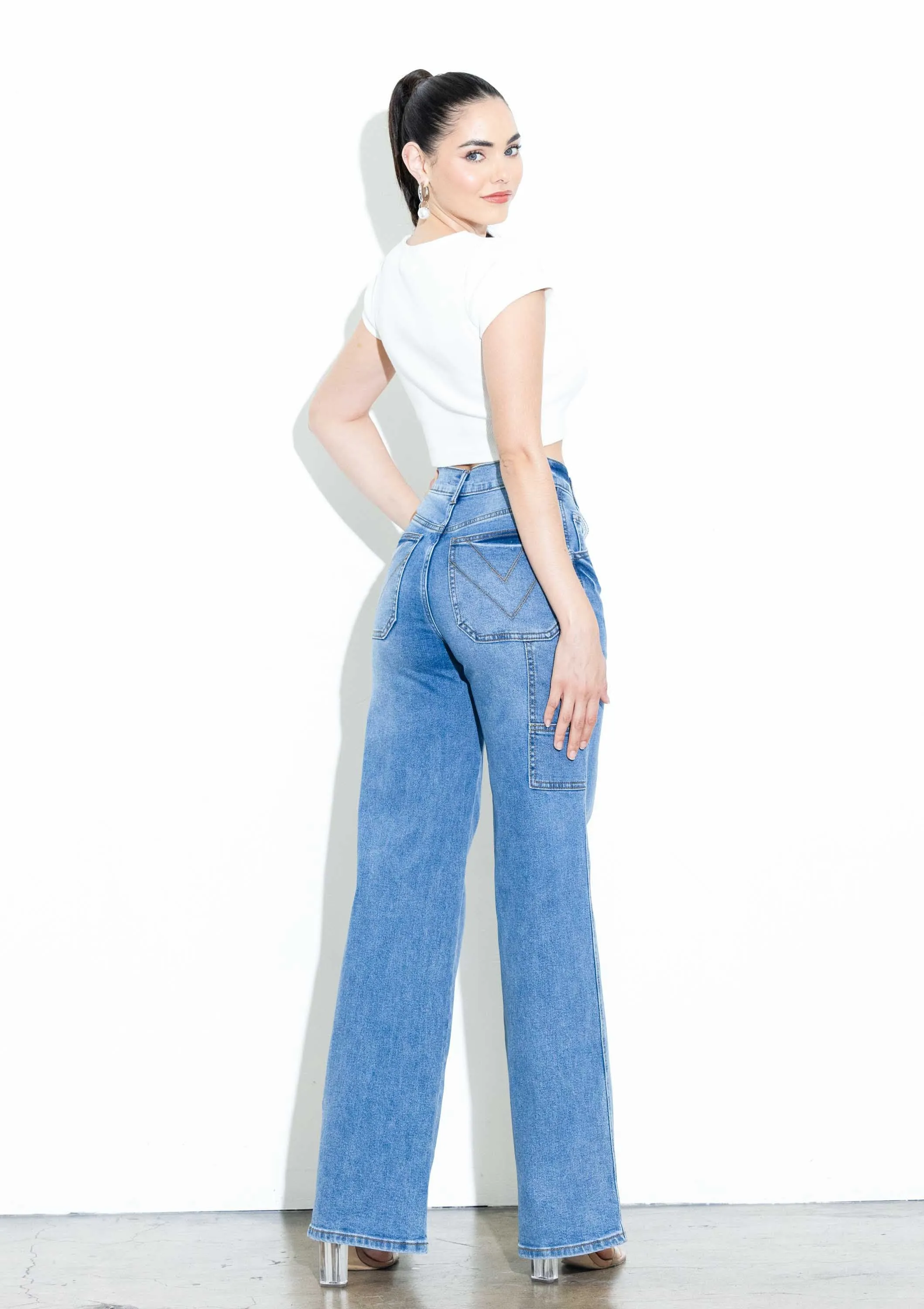 Side Hammer Loop Mini Pockets Wide Jeans