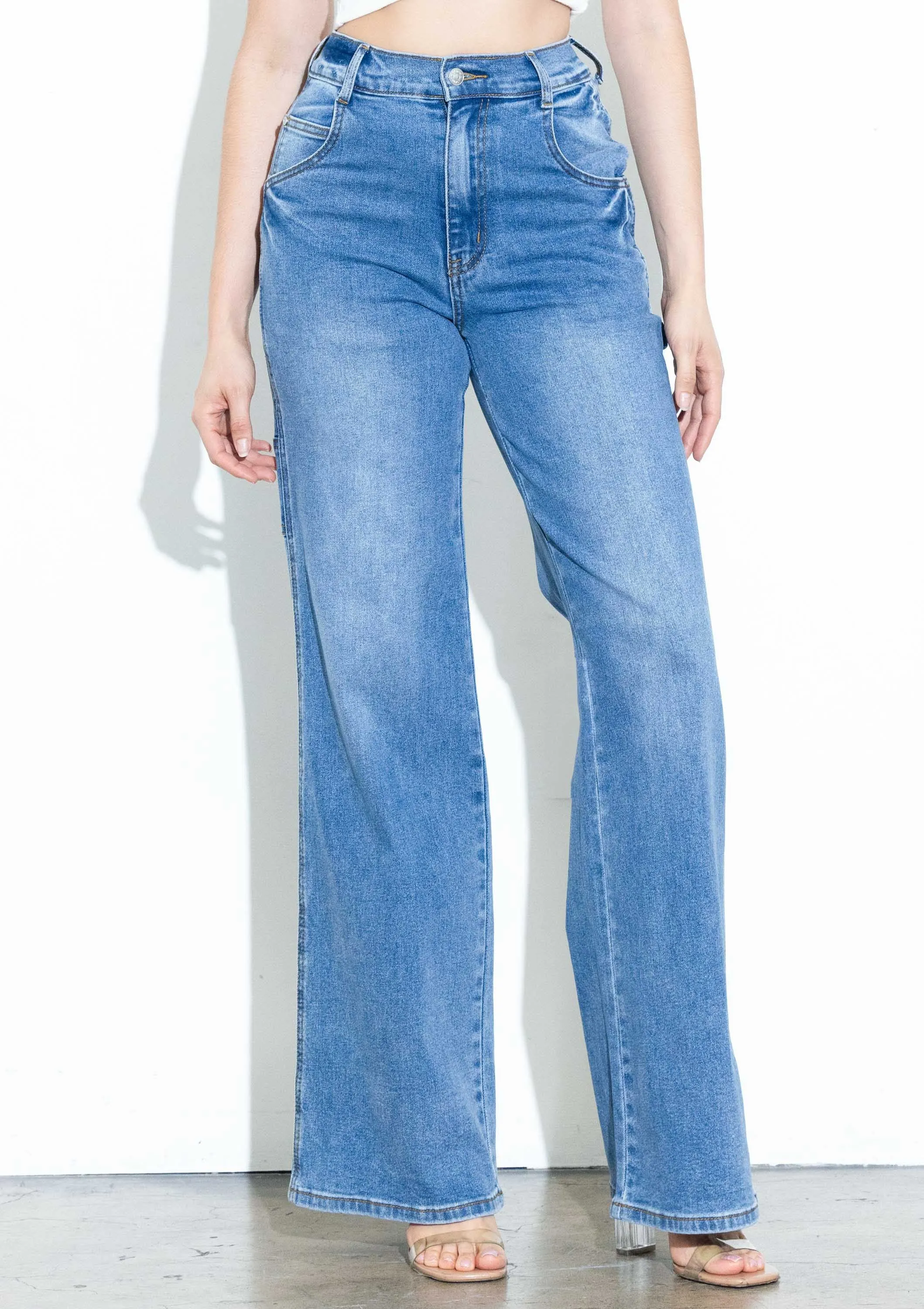 Side Hammer Loop Mini Pockets Wide Jeans