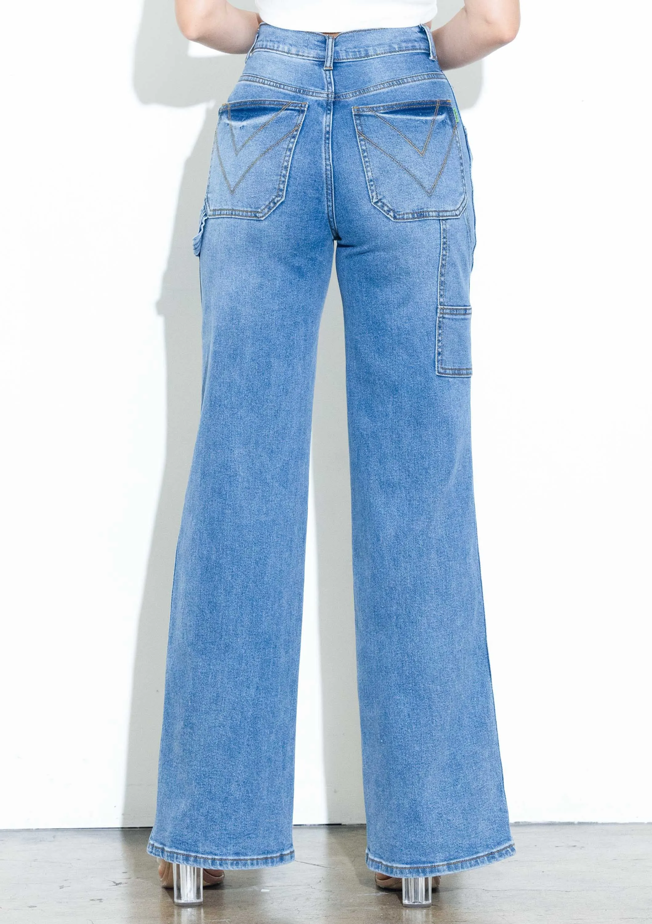 Side Hammer Loop Mini Pockets Wide Jeans