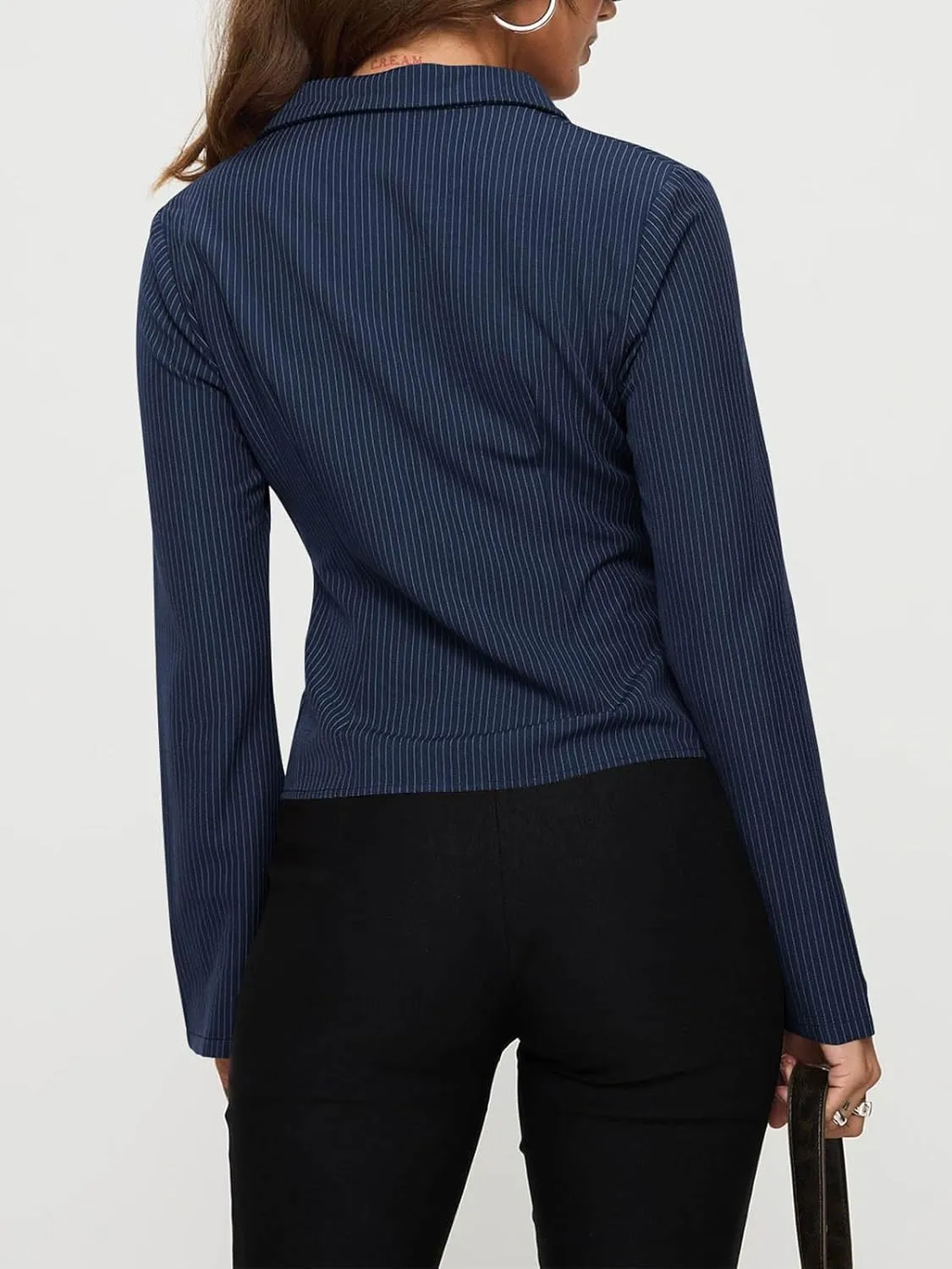 VNIRA Womens Button Down Shirts Striped Long Sleeve Collared Casual Work Blouses Spring Tops 2025 Trendy Outfits