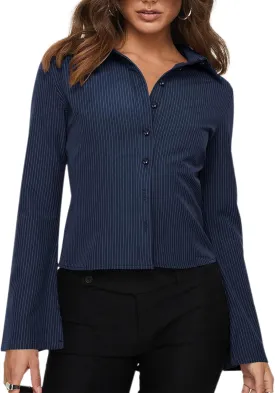 VNIRA Womens Button Down Shirts Striped Long Sleeve Collared Casual Work Blouses Spring Tops 2025 Trendy Outfits