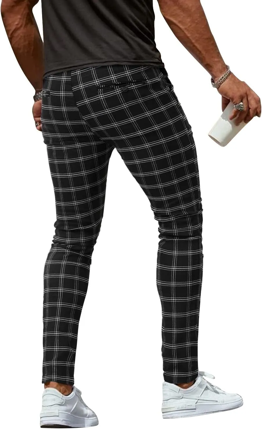 Woenzaia Men's Casual Slim Fit Pants Skinny Stretch Dress Slacks