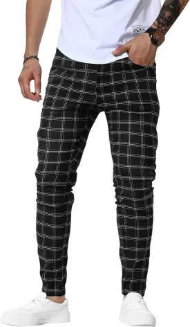 Woenzaia Men's Casual Slim Fit Pants Skinny Stretch Dress Slacks